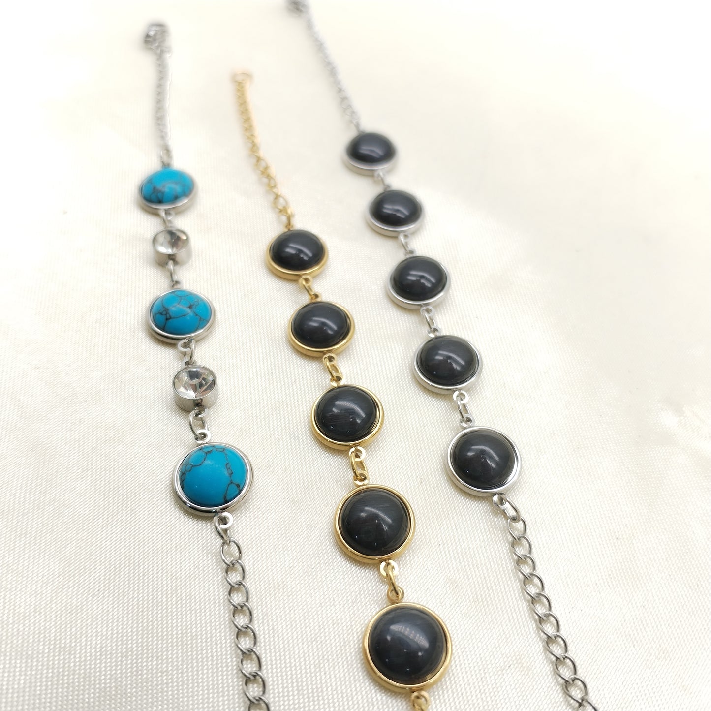 PULSERA PERLA OJO GATO